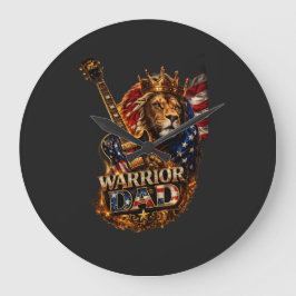 Reloj Redondo Grande Papá guerrero León Bandera Americana Guitarra