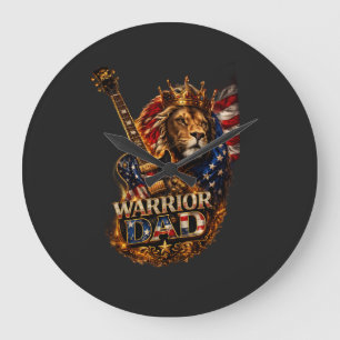 Reloj Redondo Grande Papá guerrero León Bandera Americana Guitarra 