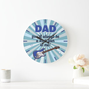 Reloj Redondo Grande Papá Guitarra Eléctrica Rock Star Cool Azul
