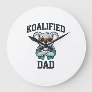Reloj Redondo Grande Papá Koalificado Camiseta Diseño De Padre Koala Li