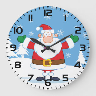 Reloj Redondo Grande Papá Noel en una escena invernal nevada