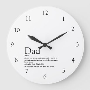Reloj Redondo Grande Papá padre cita negro y blanco