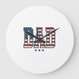 Reloj Redondo Grande Papá Patriótico Bandera Americana Diseño Vector Vi