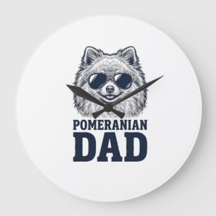 Reloj Redondo Grande Papá Pomerania Grabado Vintage Diseño Amante Perro