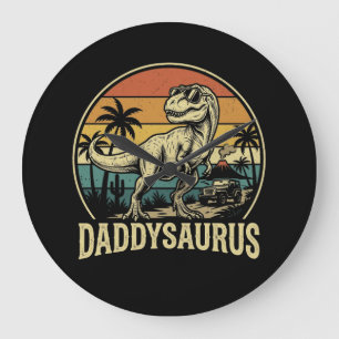 Reloj Redondo Grande Papa Trex Dinosaurio Daddysaurus Retro Día del Pad