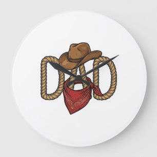 Reloj Redondo Grande Papá vaquero cuerda sombrero bandana grabado vinta