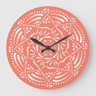 Reloj Redondo Grande Papaya Mandala