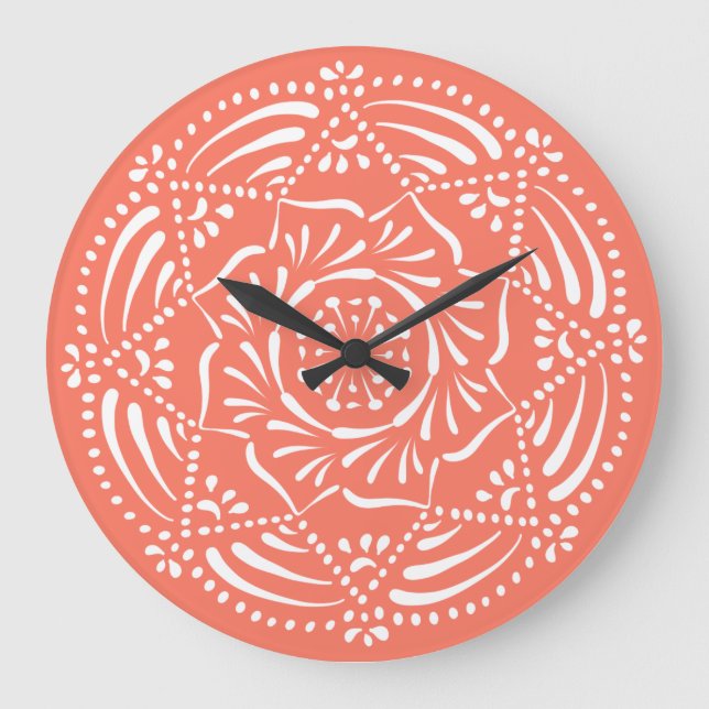 Reloj Redondo Grande Papaya Mandala (Anverso)