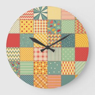 Reloj Redondo Grande Papel colorido: ornamentos abstractos sin costuras