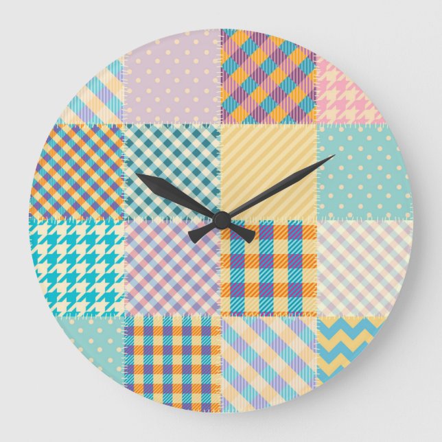 Reloj Redondo Grande Papel de época: fondo textil sin costuras (Anverso)