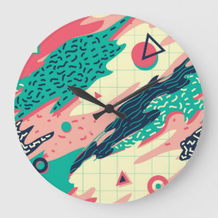 Reloj Redondo Grande Papel de escritorio geométrico Retro Trendy Memphi