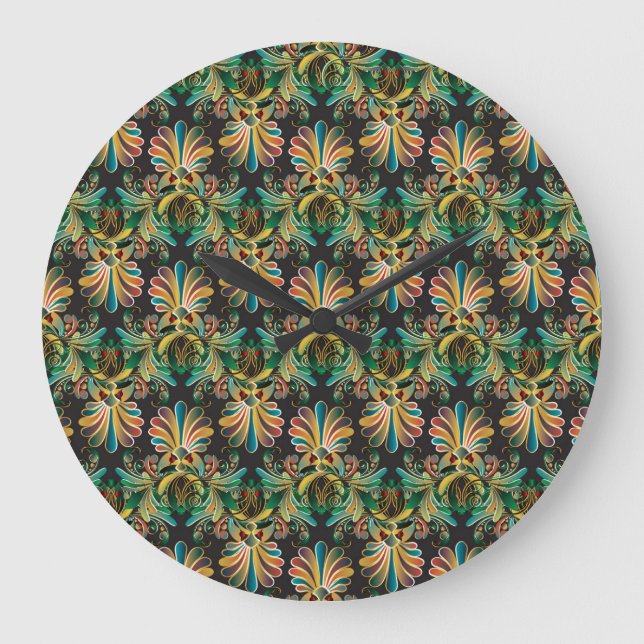 Reloj Redondo Grande Papel de escritorio Ornate Flower Luxury (Anverso)