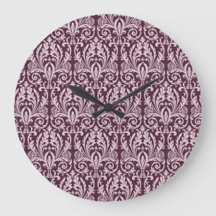 Reloj Redondo Grande Papel de pared de damasco clásico sin costura.