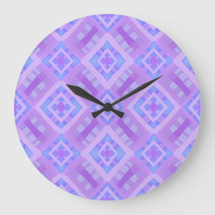Reloj Redondo Grande Papel de verificación de diamantes - Azul Lilac 1