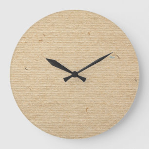 Reloj Redondo Grande Papel Kraft Rústico: fondo texturado.