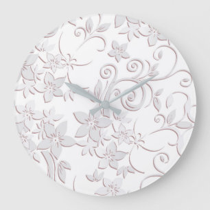 Reloj Redondo Grande Papel pintado de flores 1