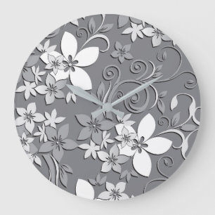 Reloj Redondo Grande Papel pintado de flores 2