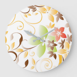 Reloj Redondo Grande Papel pintado de flores 5