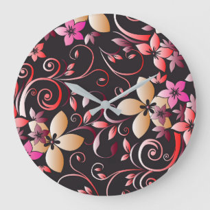 Reloj Redondo Grande Papel pintado de flores 7