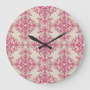 Reloj Redondo Grande Papel pintado estilo victoriano con arte damasco a