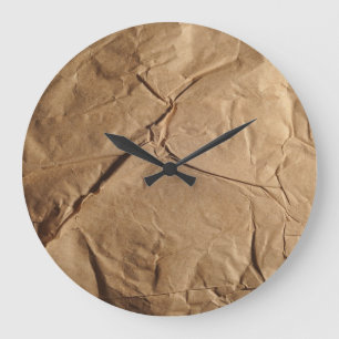 Reloj Redondo Grande Papel reciclado: Textura ecológica.