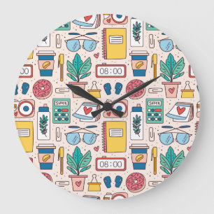 Reloj Redondo Grande Papelería de oficina: Textura excéntrica y transpa