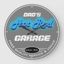 Reloj Redondo Grande Papi o cualquier nombre Garage Gray Faux Neon Look