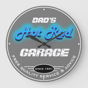 Reloj Redondo Grande Papi o cualquier nombre Garage Gray Faux Neon Look