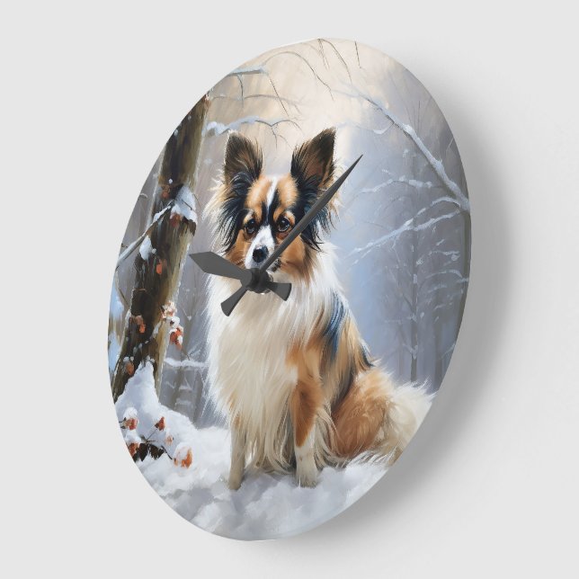 Reloj Redondo Grande Papillon Deja que nieve Navidad  (Ángulo)
