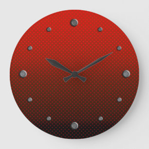 Reloj Redondo Grande Paquetes de polka gris rojo degradado imprimen fem