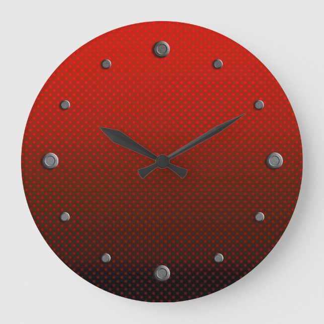 Reloj Redondo Grande Paquetes de polka gris rojo degradado imprimen fem (Anverso)