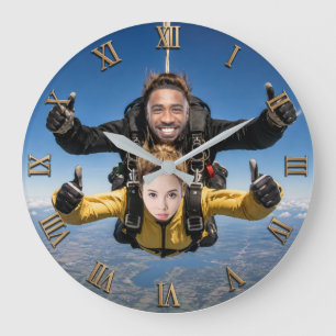 Reloj Redondo Grande Parachute Jump Photo Gift Skydiving Face Swap