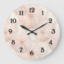 Reloj Redondo Grande Paraguas de rayas rosadas sonrosadas