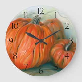 Reloj Redondo Grande Parche de calabaza Arte Trío Pastel Otoño