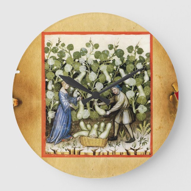 RELOJ REDONDO GRANDE PARCHES ANTIGUOS DE PARQUE DE COSECHA SQUASH (Anverso)