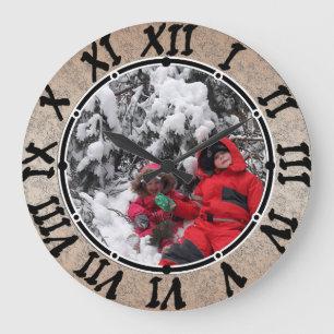 Reloj Redondo Grande Parches de invierno personalizados para niños pers