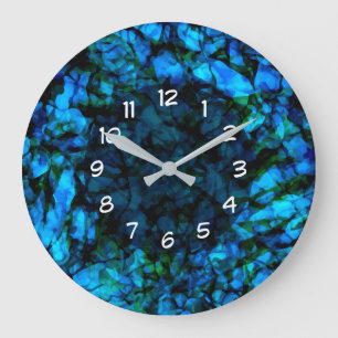 Reloj Redondo Grande Pared Azul Y Turquesa Artsy