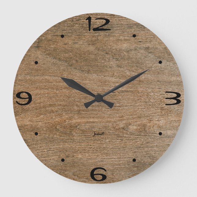 Reloj Redondo Grande Pared de casa habitación roble grano rústico cabañ (Anverso)
