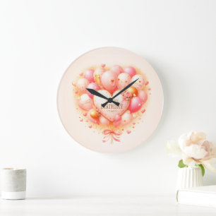 Reloj Redondo Grande Pared de globos en forma de corazón personalizada 