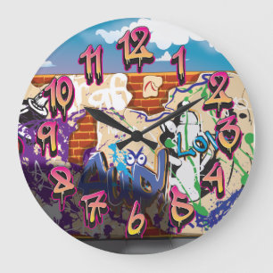 Reloj Redondo Grande Pared de grafiti de Hip Hop urbano.