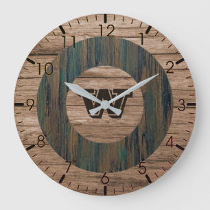 Reloj Redondo Grande Pared de Grano Rústico 
