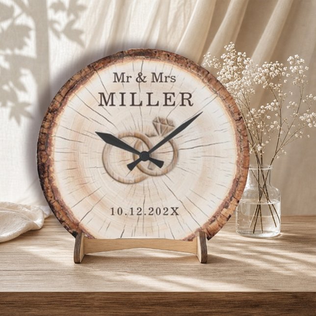 Reloj Redondo Grande Pared de madera personalizada para el 5º aniversar (Subido por el creador)