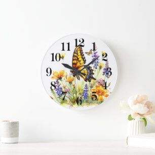 Reloj Redondo Grande Pared de Mariposa