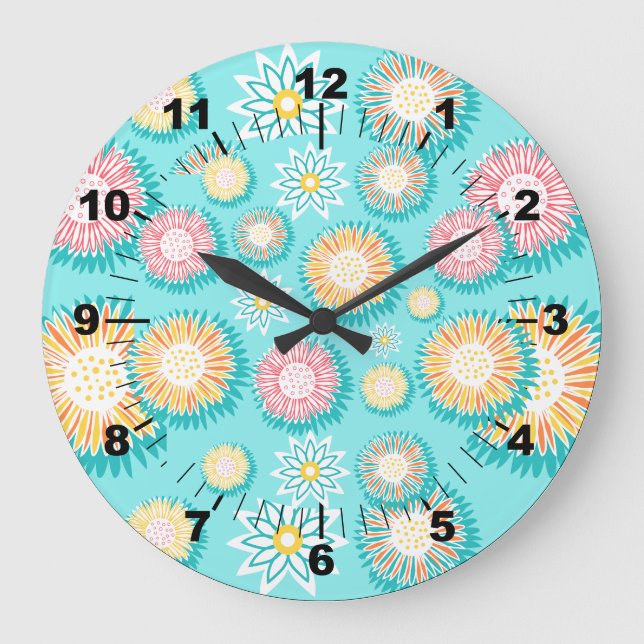 Reloj Redondo Grande Pared decorativa única del patrón de bonito pastel (Anverso)