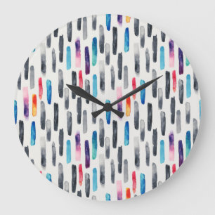 Reloj Redondo Grande Paredes de brocha acuarela, colorido y sin costura