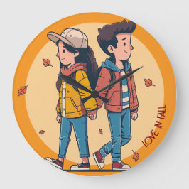 Reloj Redondo Grande Pareja de manos cogiendo la mano caminando juntos