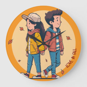 Reloj Redondo Grande Pareja de manos cogiendo la mano caminando juntos