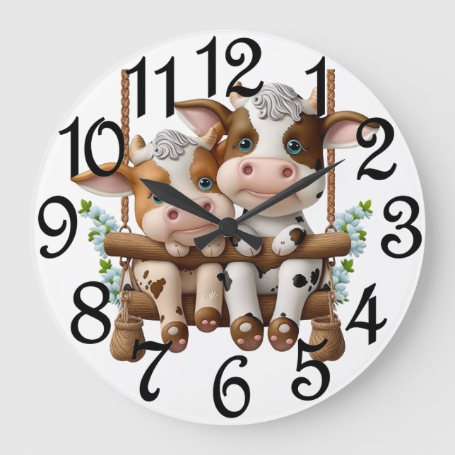 Reloj Redondo Grande Pareja de Vacas (Anverso)