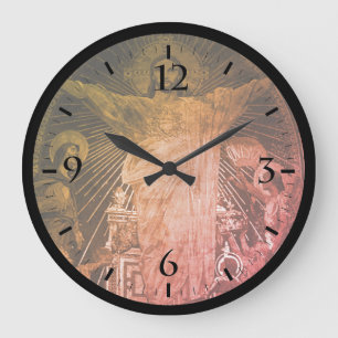 Reloj Redondo Grande París Antiguo Mosaico del Sagrado Corazón de Jesús