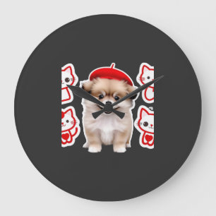 Reloj Redondo Grande Paris Pup & Kitty Crew � Perro y gato con boina li